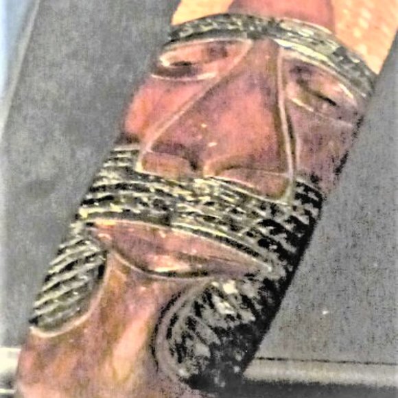 Solid Wood Hand Carved FACE Sculpture Wood Hanging Wall Decor Wall Hanging - Picture 3 of 7